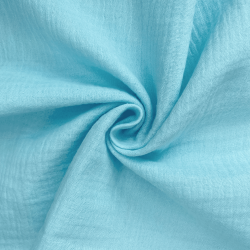 Ткань Муслин Жатый, цвет Небесно-голубой (на отрез)  в Сарове